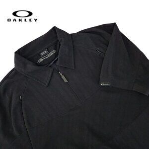 OAKLEY Coolmax Golf Polo Shirt Black Men’s L – Zip Shoulder Vents